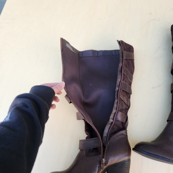 Steve Madden Redondo Brown Leather Heeled Boots - Size 8 M - Picture 9 of 11